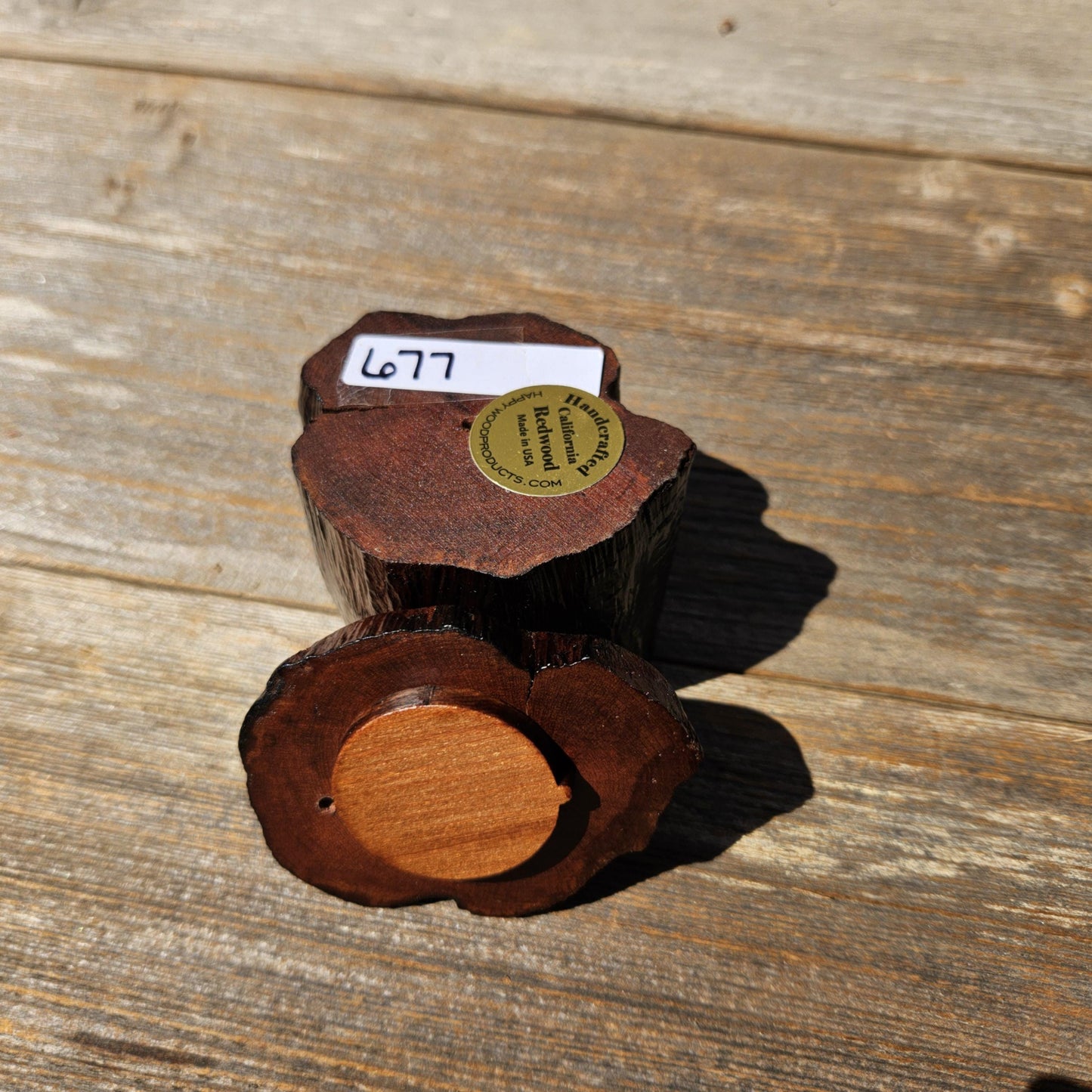 Wood Ring Box Redwood Rustic Handmade California #677 Storage Live Edge Gift