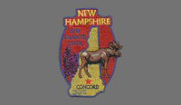 New Hampshire State Travel Patch NH Souvenir Embellishment or Applique 3" The Granite State Concord Moose Purple Lilacs  Iron On
