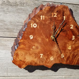 Wood Clock Wall Hanging Redwood Handmade Burl #552 Realtor Gift Redwood Burl Wall Clock Small