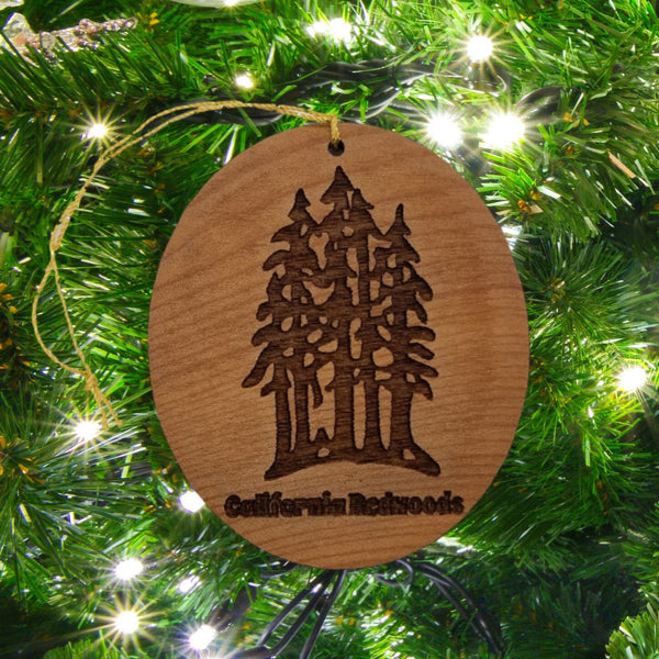 California Redwoods Ornament Forest Trees Christmas Handmade Wood Ornament Made in USA Souvenir Laser Cut Travel Gift