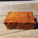 Wood Jewelry Box Redwood Tree Engraved Rustic Handmade Curly Wood #398 Mens Valet Christmas Gift 5th Anniversary
