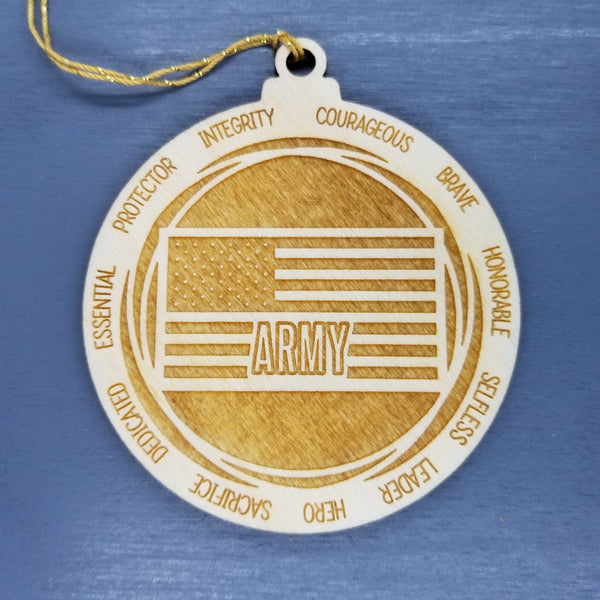 Army Christmas Ornament - Character Traits - Handmade Wood Ornament -  Gift for Army Members - United States Military Ornament