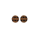Abstract Tribal Type Pattern Earrings - Cherry Wood Earrings - Stud Earrings - Post Earrings