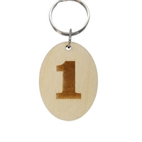 Choose Your Number Wood Keychain Key Ring Keychain Gift - Key Chain Key Tag Key Ring Key Fob - Room Number Text Key Marker