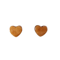 Heart Earrings - Wood Earrings - Myrtlewood Stud Earrings