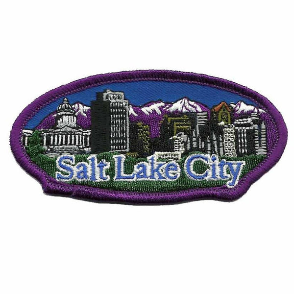Salt Lake City Utah Patch – SLC UT Skyline – Travel Patch Iron On 4″