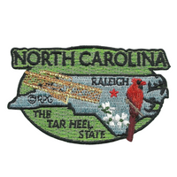 North Carolina Patch – NC State Travel Patch Souvenir Applique 3" Iron On The Tar Heel State Raleigh Cardinal Wright Flyer Flowering Dogwood