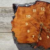 Wood Wall Clock Redwood Clock Handmade Wall Hanging Rustic Wedding Gift Burl Live Edge #486 Anniversary Small