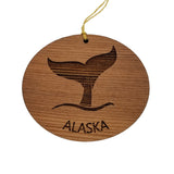 Alaska Ornament - Handmade Wood Ornament - AK Whale Tail Whale Watching - Christmas Ornament 3 Inch