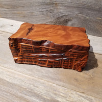 Handmade Wood Box with Redwood Tree Engraved Rustic Handmade Curly Wood #460 California Redwood Jewelry Box Storage Box
