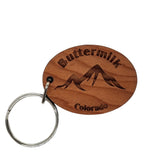 Buttermilk Colorado Keychain Wood Keyring Mountain CO Souvenir Travel Gift Mountains Ski Resort Skiing Skier Buttermilk Key Tag Bag