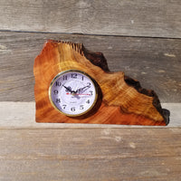 Redwood Wood Clock Redwood Burl Clock Table Shelf Mantle Desk Office #565 2 Tone Sitting Red Wood Anniversary Gift