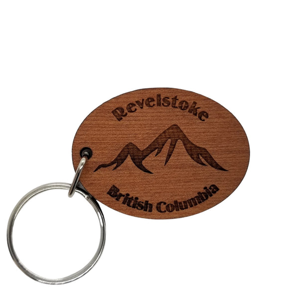 Revelstoke Keychain British Columbia Mountains Wood Keyring British Columbia Canada Souvenir Mountain Ski Resort Skiing Skier Key Tag Bag