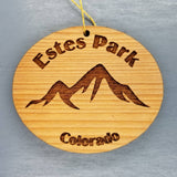 Estes Park Ornament Handmade Wood Ornament CO Souvenir Mountains Ski Resort Skiing Skier CO Rocky Mountains