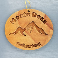 Monte Rosa Ornament Handmade Wood Ornament Switzerland Souvenir Mountain Monterosa Ski Resort