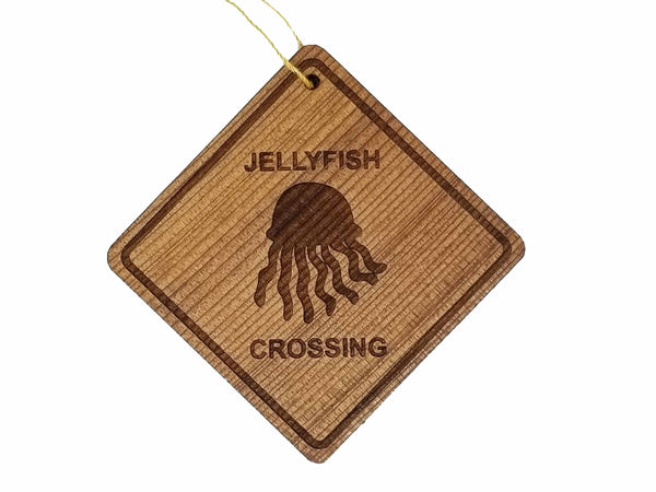 Jellyfish Crossing Ornament - Jellyfish Ornament - Wood Ornament Handmade in USA - Christmas Home Decoration - Jellyfish Christmas