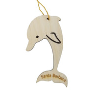 Santa Barbara California Ornament - Handmade Wood Ornament - CA Dolphin Vertical - Christmas Ornament 2.75 Inch