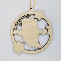 Indiana Ornament - State Shape with Snowflakes Cutout IN Souvenir - Handmade Wood Ornament Made in USA Christmas Decor