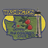 Washington Patch – WA State Travel Patch Souvenir Applique 3" Iron On The Evergreen State Apples Space Needle Olympia Collage
