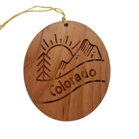 Colorado Ornament - Sun Mountain Tree - Handmade Wood - Colorado Souvenir Christmas Travel Gift 3"