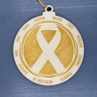 Awareness Ribbon Christmas Ornament - Character Traits - Handmade Wood Ornament -  3.5" Breast Cancer Autism Disease