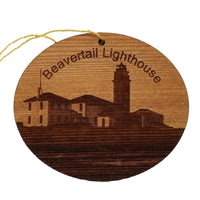 Beavertail Lighthouse Ornament Handmade Wood Jamestown Rhode Island Souvenir