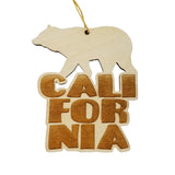 California Bear Christmas Ornament Bubble Spellout Letters Handmade Wood Ornament Made in USA Laser Cut Cutout Shape CA Souvenir
