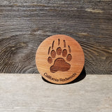 Bear Paw Wood Coasters - Set of 4 - California Redwood - Souvenir - Bear Track