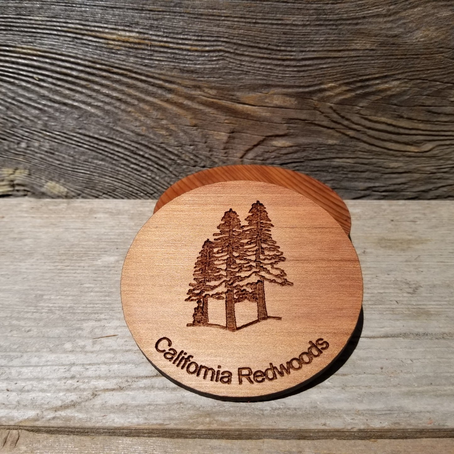 Redwood Trees Wood Coasters - Set of 4 - California Redwood Laser Engraved