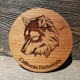 Wolf Wood Coasters - Set of 4 - California Redwood - Souvenir - Wolf Head