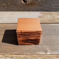 Wood Ring Box California Redwood Rustic Handmade Square 3 inch