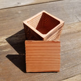 Wood Ring Box California Redwood Rustic Handmade Square 3 inch