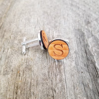 CUSTOM ORDER Cufflinks - Lot of 11 sets for Tyler - California Redwood Initials - Silver Tone