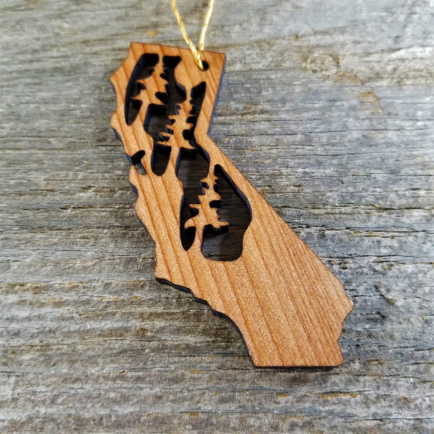 California State Wood Christmas Ornament Redwood Laser Cut Made in USA Souvenir - 1070 blank
