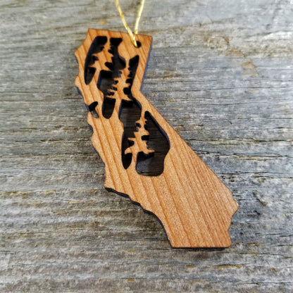 California State Wood Christmas Ornament Redwood Laser Cut Made in USA Souvenir - 1070 blank