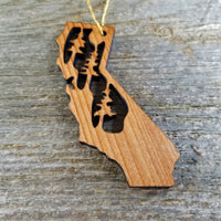 California State Wood Christmas Ornament Redwood Laser Cut Handmade Made in USA Housewarming Gift Souvenir Memento