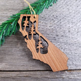 California State Wood Christmas Ornament Redwood Laser Cut Handmade Made in USA Housewarming Gift Souvenir Memento