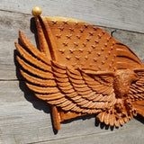 Eagle American Flag 3d Carved Sign Handmade Redwood Wood Patriotic Made in the USA