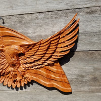 Eagle American Flag 3d Carved Sign Handmade Redwood Wood Patriotic Made in the USA