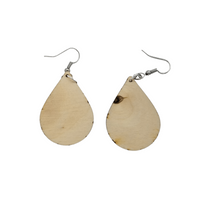 Wood Earrings - Abstract Floral Leaves Stems Pattern Engraved Teardrop Wood Earrings - Dangle Earrings - Gift - Drop Earrings Lightweight