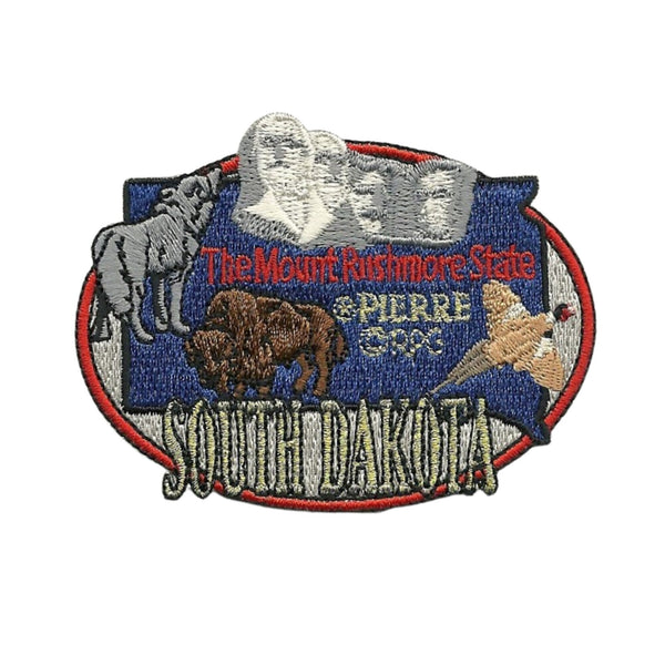 South Dakota Patch – SD State Travel Patch Souvenir Applique 3" Iron On The Mount Rushmore State Bison Buffalo Pheasant Gray Wolf