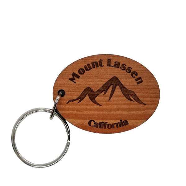 Mount Lassen Keychain CA Mountains Wood Keyring California Souvenir Mountains Hiking CA Ski Skiing Cascades Key Tag Bag