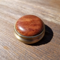 California Burl  Handmade Pill Box 3 Sections Redwood Top #413 Souvenir Memento Rustic Antique Bronze