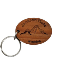 Jackson Hole Keychain Wood Keyring Mountain WY Souvenir Travel Gift Mountains Wyoming Ski Resort Skiing Skier WY  Key Tag Bag