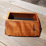 Handmade Wood Box with Redwood Tree Engraved Rustic Handmade Curly Wood #472 California Redwood Jewelry Box Storage Box