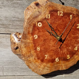 Wood Wall Clock Redwood Clock Handmade Wall Hanging Rustic Wedding Gift Burl Live Edge #551 Anniversary Small Mini