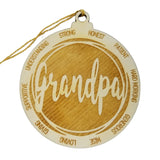 Grandpa Christmas Ornament - Character Traits - Handmade Wood Ornament -  Gift for Grandpa - Grandpa Gift - Strong Honest Patient 3.5"