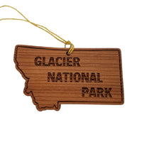 Glacier National Park Ornament - Montana State Shape - Handmade Wood - MT Souvenir Christmas Ornament Travel Gift 3 Inch