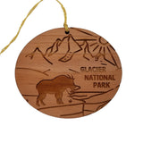 Glacier National Park Ornament - Mountain Goat Mountains Sun - Handmade Wood - Montana Souvenir Christmas Ornament Travel Gift 3 Inch