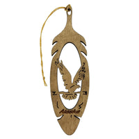 Eagle Alaska Christmas Ornament Wood Handmade in USA Leaf Acorn 5.375"